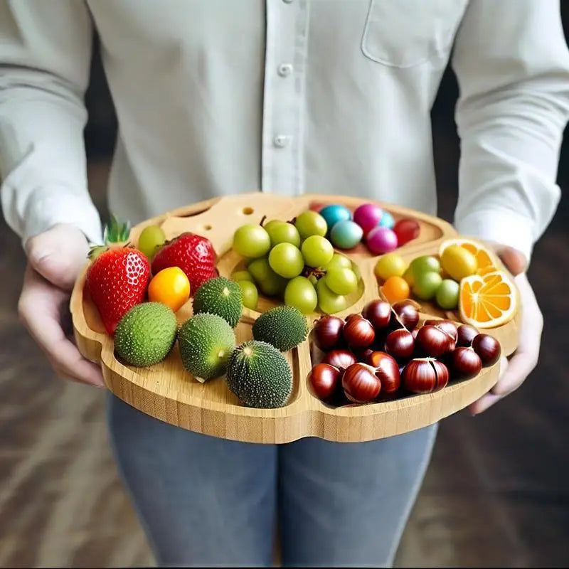 Wood 5/ 7-Section Plate-Great Helper for Snack & Fruit Storage