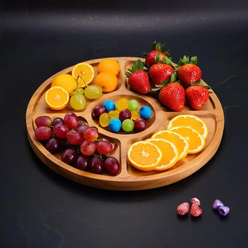 Wood 5/ 7-Section Plate-Great Helper for Snack & Fruit Storage