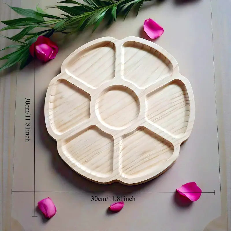 Wood 5/ 7-Section Plate-Great Helper for Snack & Fruit Storage